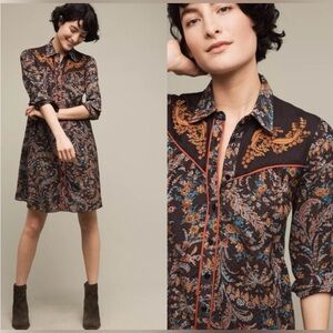 NWT NEW Holding Horses Anthropologie Escalante Paisley Western Oversized Dress 4